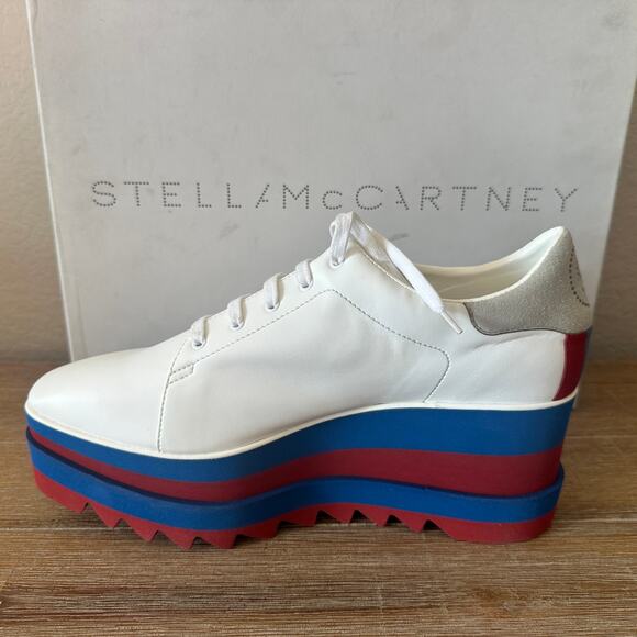 Stella McCartney Sneak Elyse Platforms, Red White and Blue, size 40.5 US10.5 NIB - Picture 5 of 15